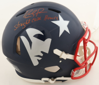 Randy Moss Signed Patriots Full-Size Authentic On-Field AMP Alternate Speed Helmet Inscribed "Straight Cash Homie" (Beckett) at PristineAuction.com