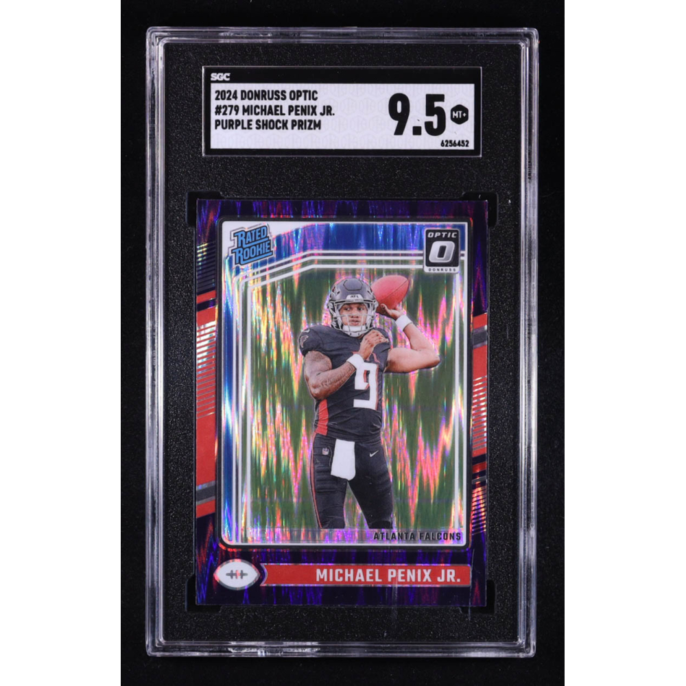 Michael Penix Jr. 2024 Donruss Optic Rated Rookie Purple Shock #279 RC (SGC 9.5) at PristineAuction.com