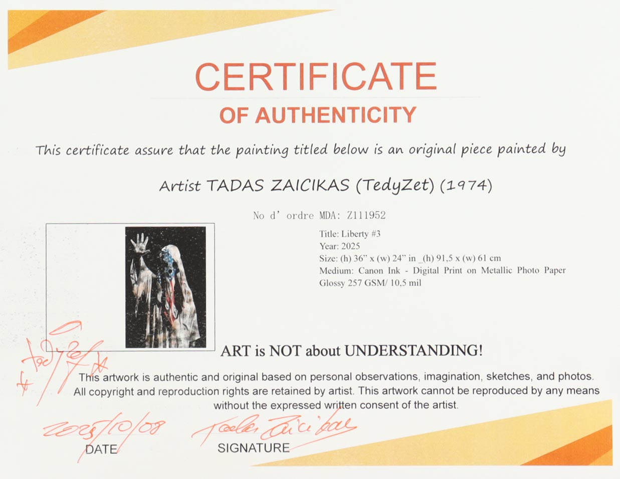 "Liberty #3" 24x36 2025 Print by Tadas Zaicikas | TedyZet (Zaicikas) at PristineAuction.com "Liberty #3" 24x36 2025 Print by Tadas Zaicikas | TedyZet (Zaicikas) at PristineAuction.com