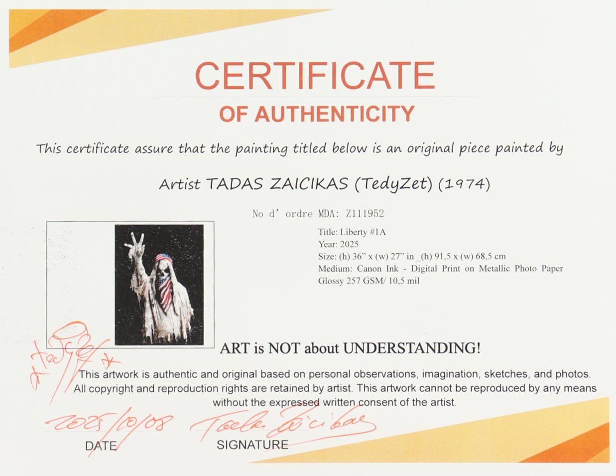 "Liberty #1A" 27x36 2025 Print by Tadas Zaicikas | TedyZet (Zaicikas) at PristineAuction.com "Liberty #1A" 27x36 2025 Print by Tadas Zaicikas | TedyZet (Zaicikas) at PristineAuction.com