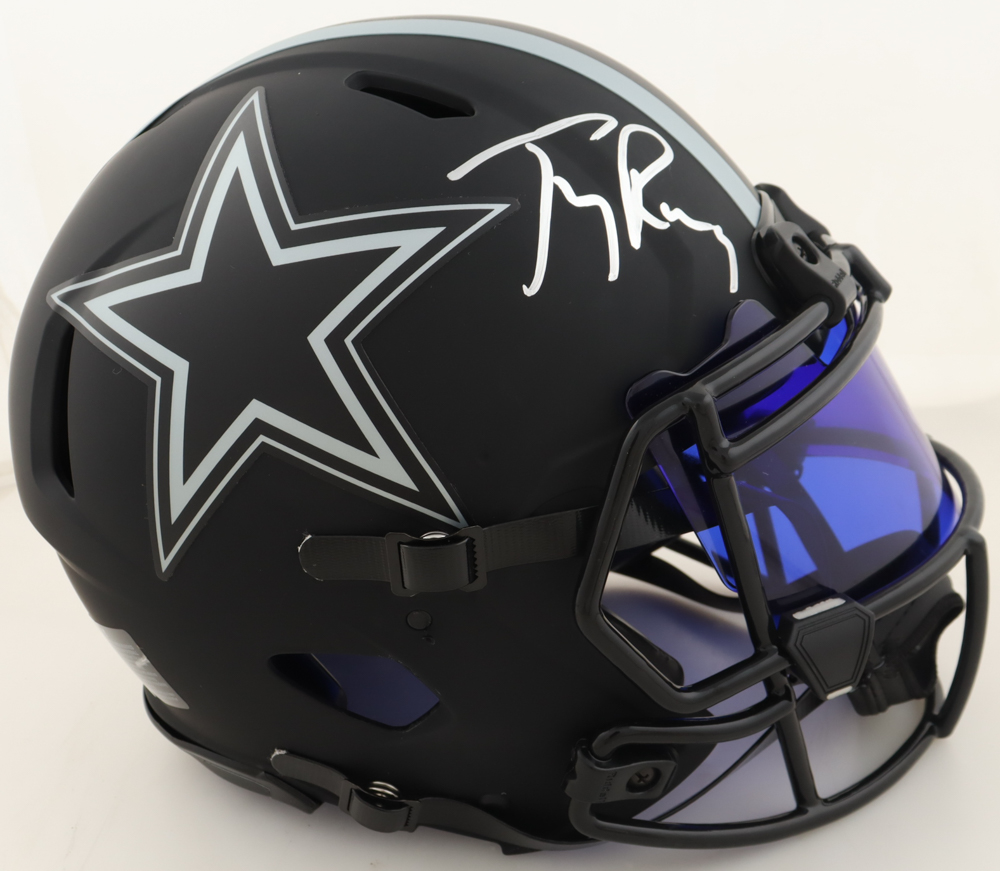 Tony Romo Signed Cowboys Full-Size Authentic On-Field Eclipse Alternate Speed Helmet With Visor (Beckett) at PristineAuction.com Tony Romo Signed Cowboys Full-Size Authentic On-Field Eclipse Alternate Speed Helmet With Visor (Beckett) at PristineAuction.com