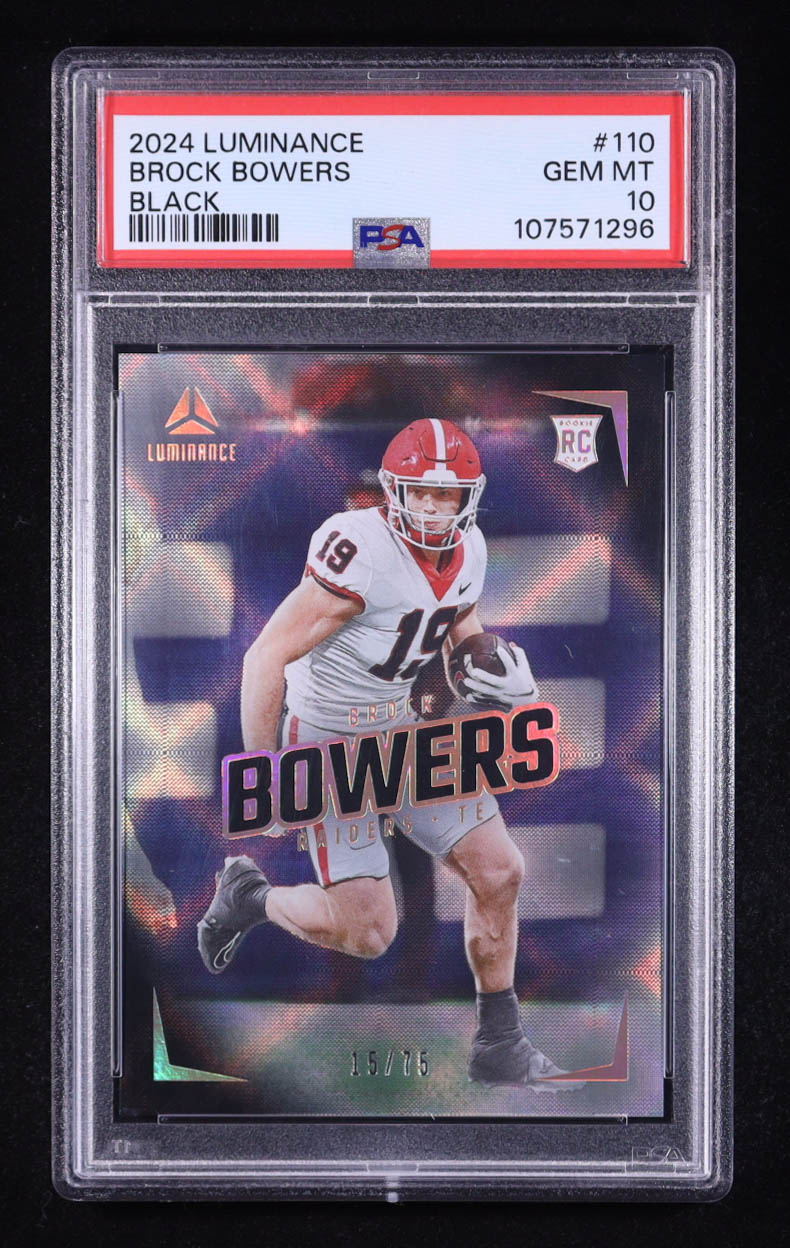 Brock Bowers 2024 Luminance Black #110 #15/75 RC (PSA 10) at PristineAuction.com Brock Bowers 2024 Luminance Black #110 #15/75 RC (PSA 10) at PristineAuction.com