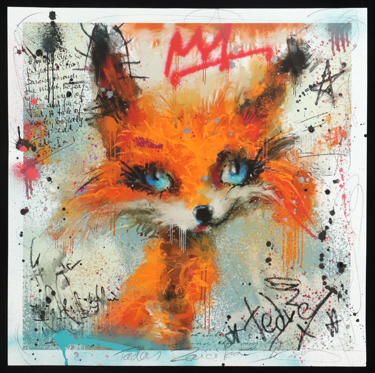 "Orange Whiskers #S-2" 24x24 2025 Original Mixed Media by Tadas Zaicikas | TedyZet (Zaicikas) at PristineAuction.com "Orange Whiskers #S-2" 24x24 2025 Original Mixed Media by Tadas Zaicikas | TedyZet (Zaicikas) at PristineAuction.com