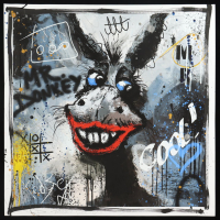 "Mr. Donkey's Grin #S-2" 24x24 2025 Original Mixed Media by Tadas Zaicikas | TedyZet (Zaicikas) at PristineAuction.com
