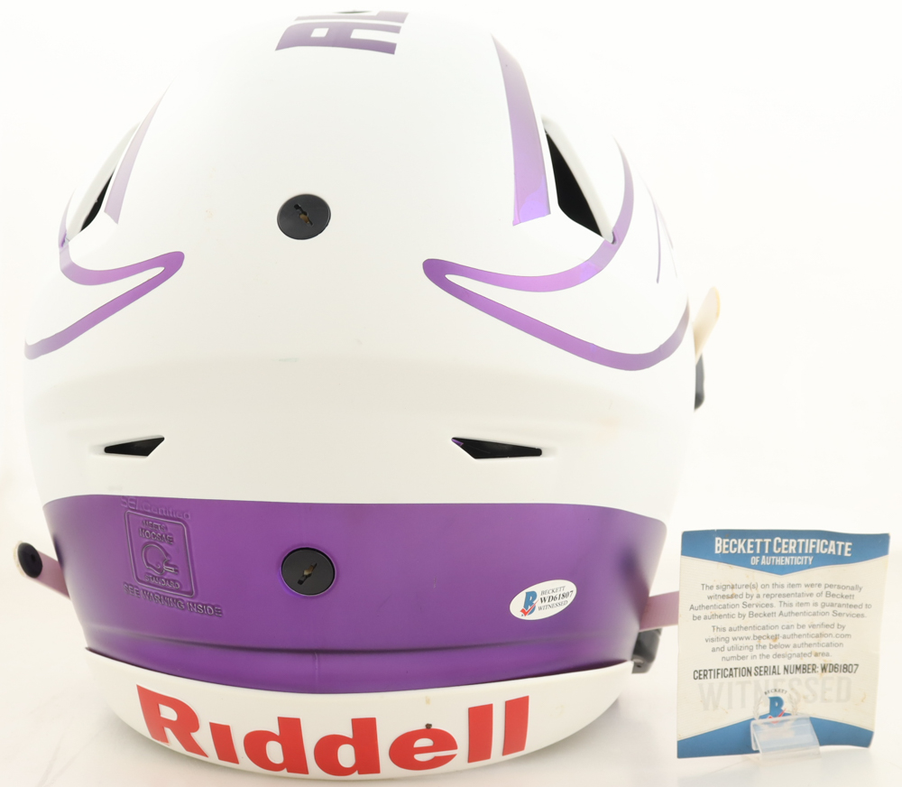 Adrian Peterson Signed Vikings Full-Size Authentic On-Field Custom Speed-Flex Helmet (Beckett) at PristineAuction.com Adrian Peterson Signed Vikings Full-Size Authentic On-Field Custom Speed-Flex Helmet (Beckett) at PristineAuction.com