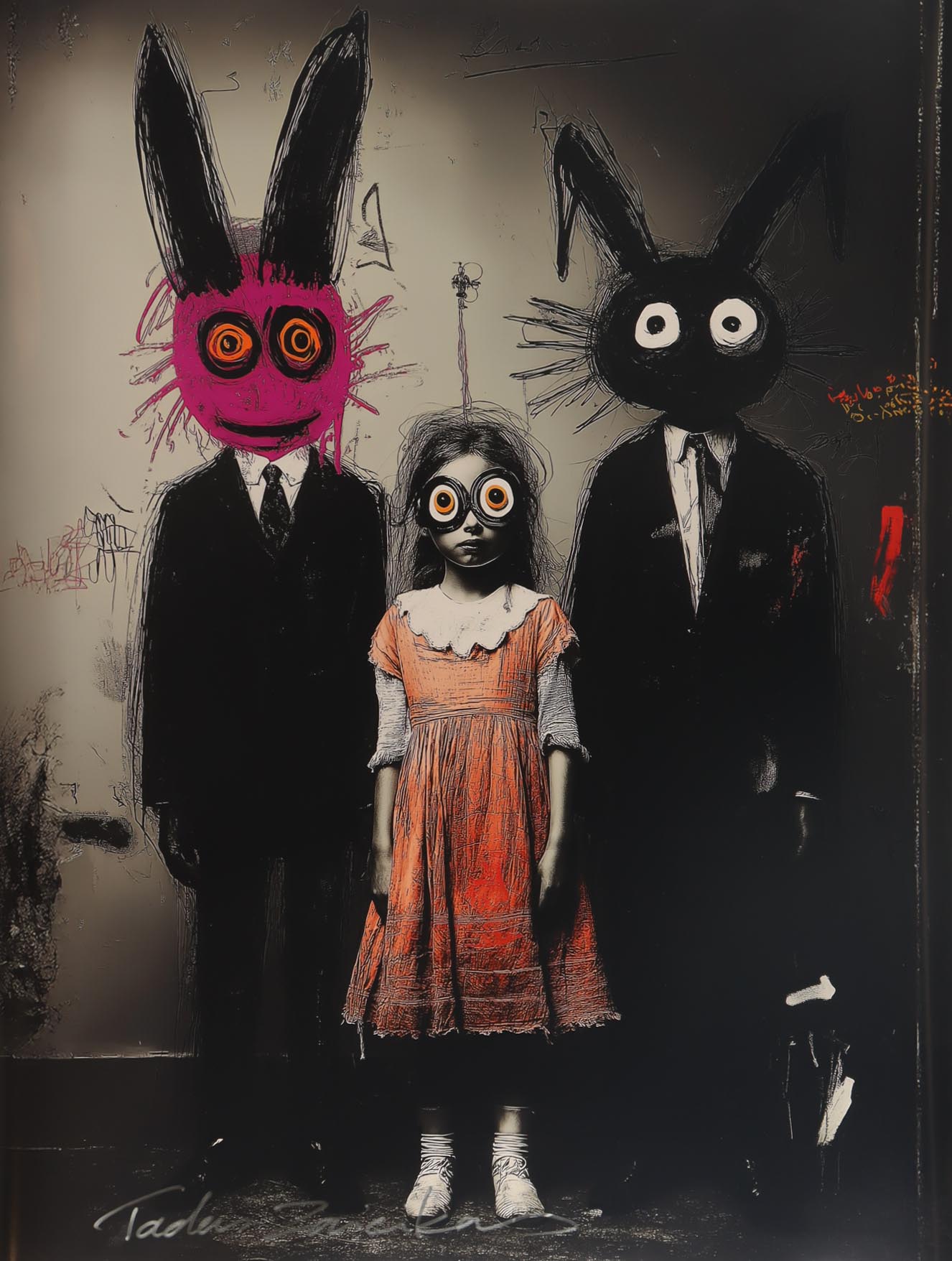 "Family of Shadows #2A" 27x36 2025 Print by Tadas Zaicikas | TedyZet (Zaicikas) at PristineAuction.com "Family of Shadows #2A" 27x36 2025 Print by Tadas Zaicikas | TedyZet (Zaicikas) at PristineAuction.com