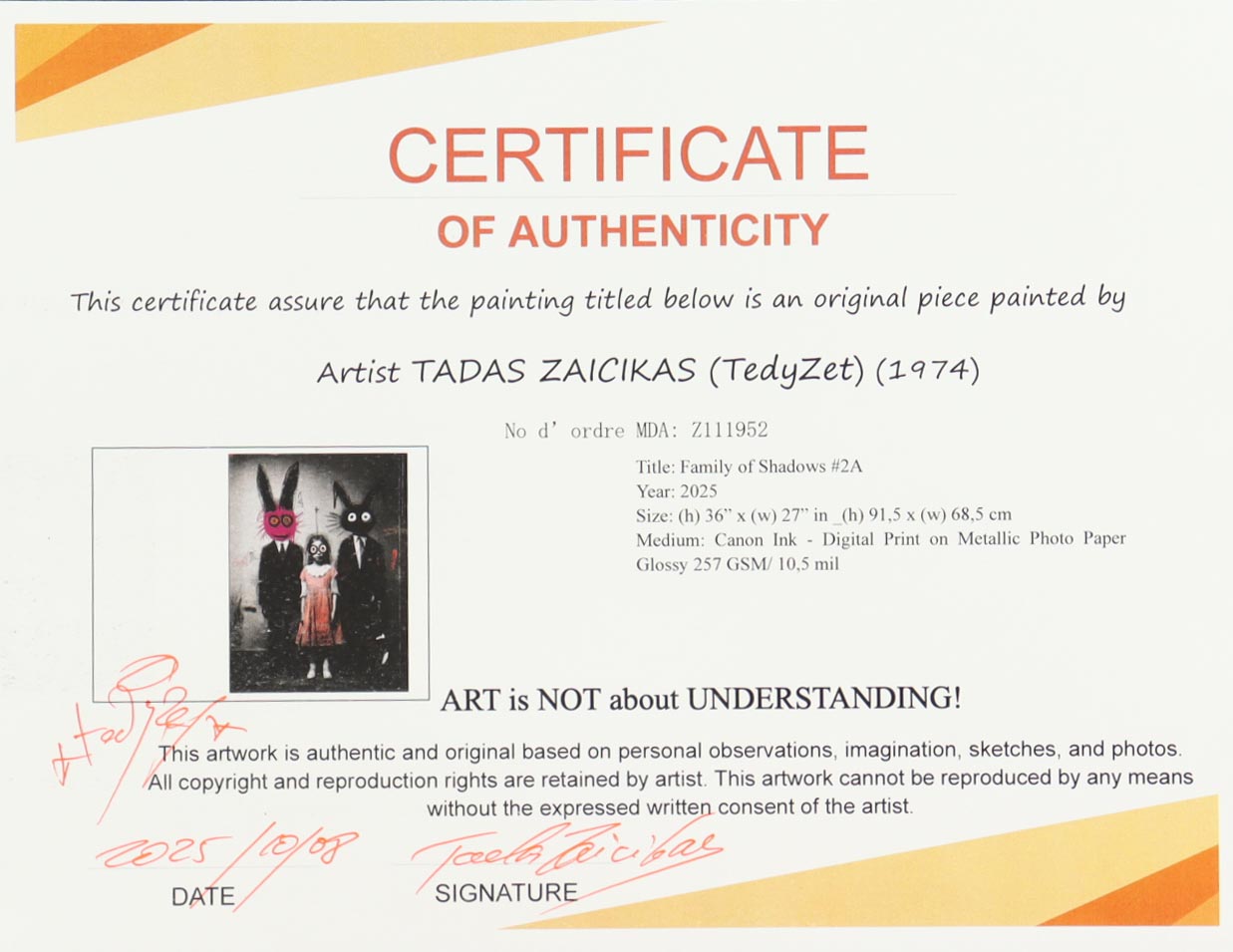 "Family of Shadows #2A" 27x36 2025 Print by Tadas Zaicikas | TedyZet (Zaicikas) at PristineAuction.com "Family of Shadows #2A" 27x36 2025 Print by Tadas Zaicikas | TedyZet (Zaicikas) at PristineAuction.com