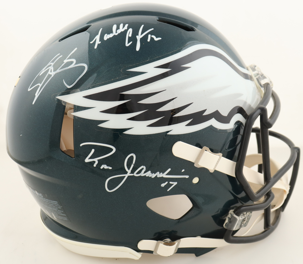 Ron Jaworski Donovan McNabb & Randall Cunningham Signed Eagles Full-Size Authentic On-Field Speed Helmet (JSA) at PristineAuction.com Ron Jaworski Donovan McNabb & Randall Cunningham Signed Eagles Full-Size Authentic On-Field Speed Helmet (JSA) at PristineAuction.com