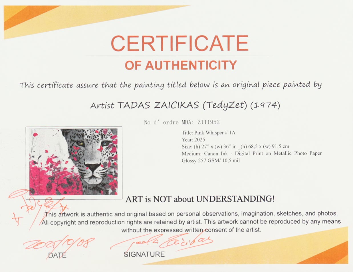"Pink Whisper #1A" 27x36 2025 Print by Tadas Zaicikas | TedyZet (Zaicikas) at PristineAuction.com "Pink Whisper #1A" 27x36 2025 Print by Tadas Zaicikas | TedyZet (Zaicikas) at PristineAuction.com