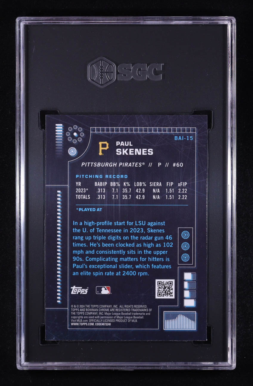 Paul Skenes 2024 Bowman Bowman AI #BAI15 (SGC 10) at PristineAuction.com Paul Skenes 2024 Bowman Bowman AI #BAI15 (SGC 10) at PristineAuction.com