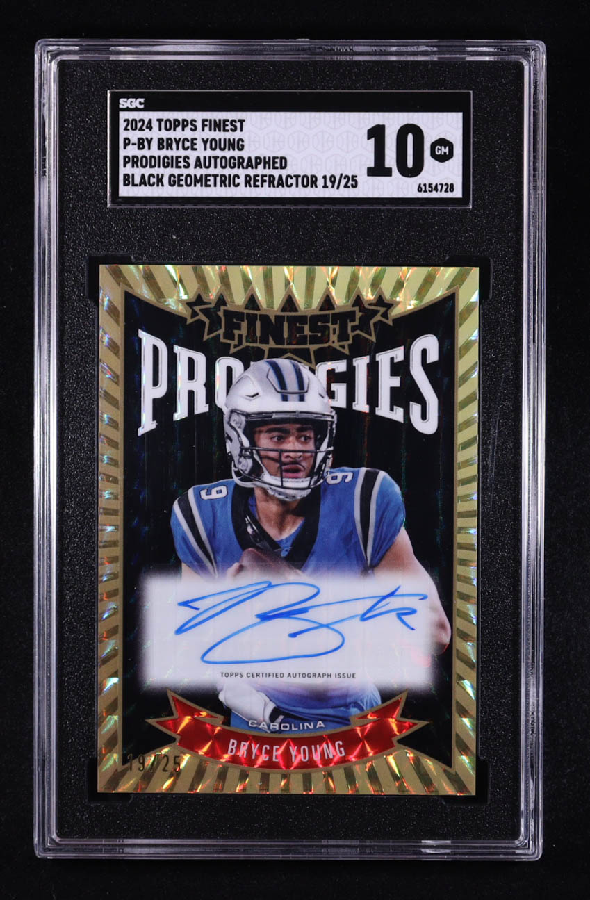 Bryce Young 2024 Topps Finest Prodigies Autographed Black Geometic Refractor #PBY #19/25 (SGC 10) at PristineAuction.com Bryce Young 2024 Topps Finest Prodigies Autographed Black Geometic Refractor #PBY #19/25 (SGC 10) at PristineAuction.com