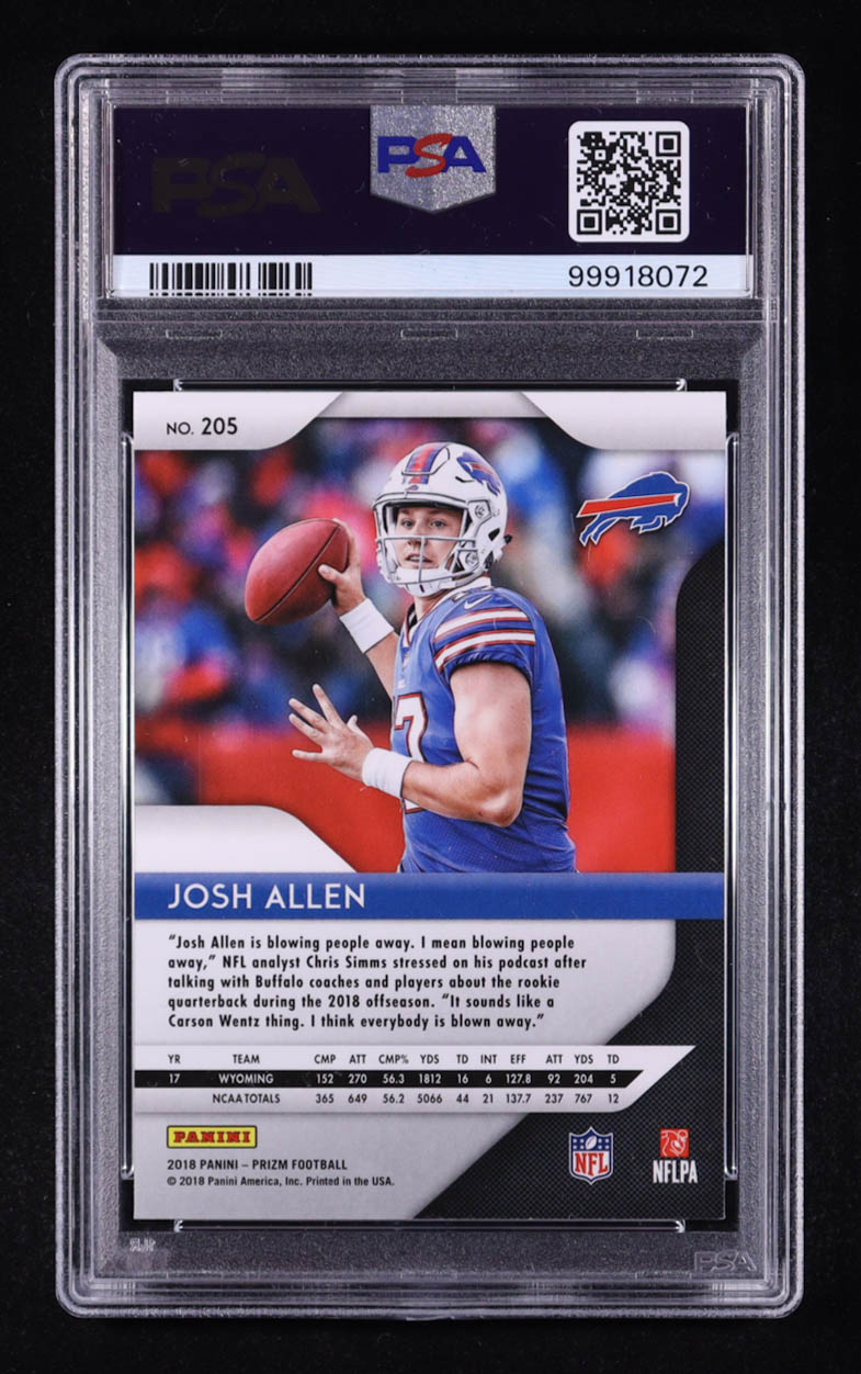 Josh Allen Signed 2018 Panini Prizm #205 RC (PSA 9) at PristineAuction.com Josh Allen Signed 2018 Panini Prizm #205 RC (PSA 9) at PristineAuction.com