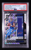 Josh Allen Signed 2018 Panini Unparalleled Rookie Focus Memorabilia #10 RC (PSA 7) at PristineAuction.com