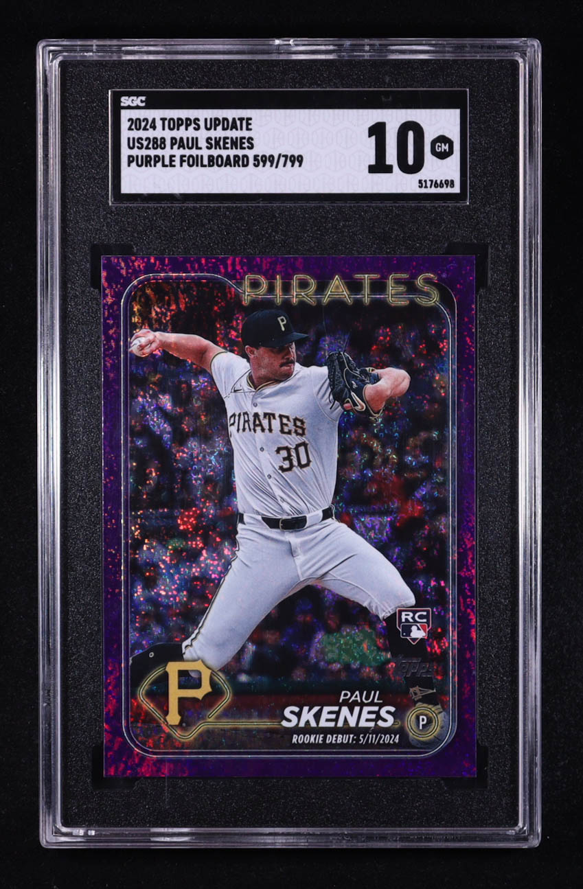 Paul Skenes 2024 Topps Update Purple Foilboard #US288 RC #599/799 (SGC 10) at PristineAuction.com Paul Skenes 2024 Topps Update Purple Foilboard #US288 RC #599/799 (SGC 10) at PristineAuction.com