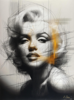 "Marilyn Monroe: Woven from Light" 27x36 2025 Print by Elena Vaisman | Ele2Wais (Vaisman) at PristineAuction.com