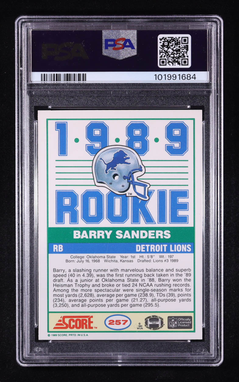 Barry Sanders Signed 1989 Score #257 RC (PSA 7) at PristineAuction.com Barry Sanders Signed 1989 Score #257 RC (PSA 7) at PristineAuction.com