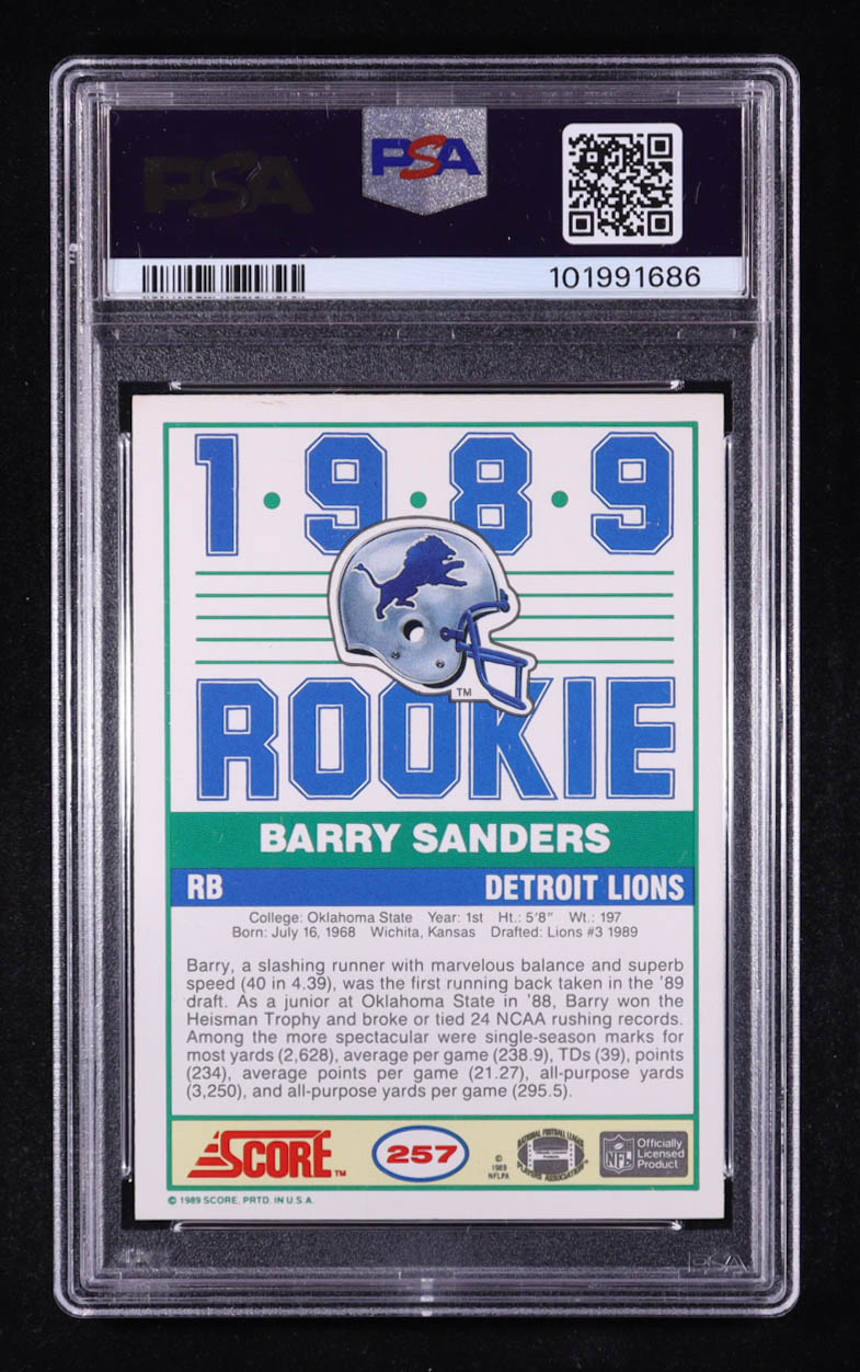 Barry Sanders Signed 1989 Score #257 RC (PSA 7) at PristineAuction.com Barry Sanders Signed 1989 Score #257 RC (PSA 7) at PristineAuction.com