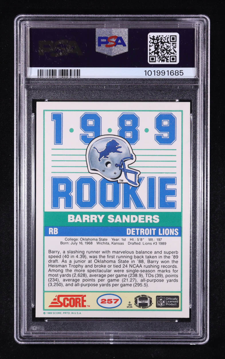 Barry Sanders Signed 1989 Score #257 RC (PSA 6) at PristineAuction.com Barry Sanders Signed 1989 Score #257 RC (PSA 6) at PristineAuction.com