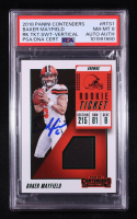 Baker Mayfield Signed 2018 Panini Contenders Rookie Ticket Swatches #1 RC (PSA 8) at PristineAuction.com
