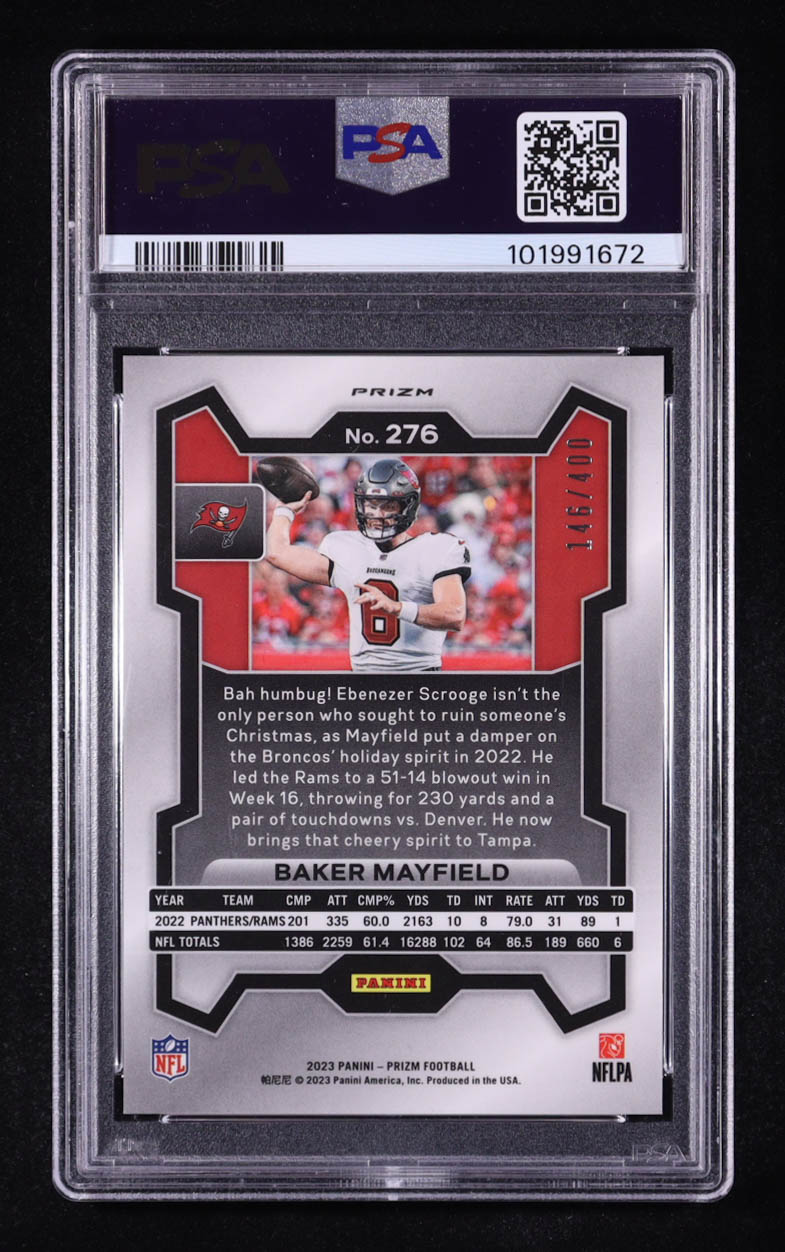 Baker Mayfield Signed 2023 Panini Prizm Prizms Pandora #276 #146/400 (PSA 6) at PristineAuction.com Baker Mayfield Signed 2023 Panini Prizm Prizms Pandora #276 #146/400 (PSA 6) at PristineAuction.com