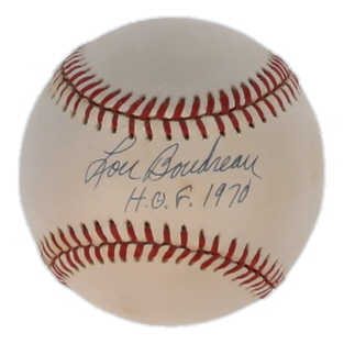 Lou Boudreau Signed OAL Baseball Inscribed "H.O.F. 1970" (JSA) at PristineAuction.com Lou Boudreau Signed OAL Baseball Inscribed "H.O.F. 1970" (JSA) at PristineAuction.com