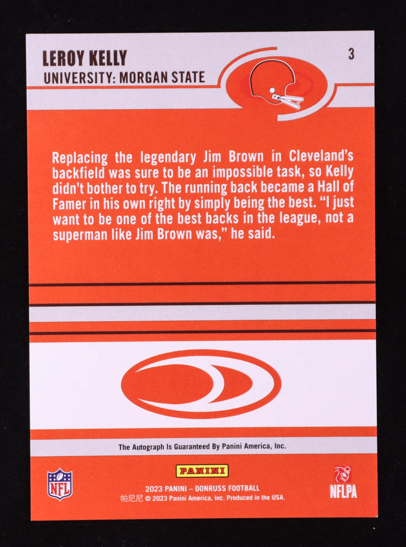 Leroy Kelly 2023 Donruss Retro '03 Autographs #3 #18/25 at PristineAuction.com Leroy Kelly 2023 Donruss Retro '03 Autographs #3 #18/25 at PristineAuction.com