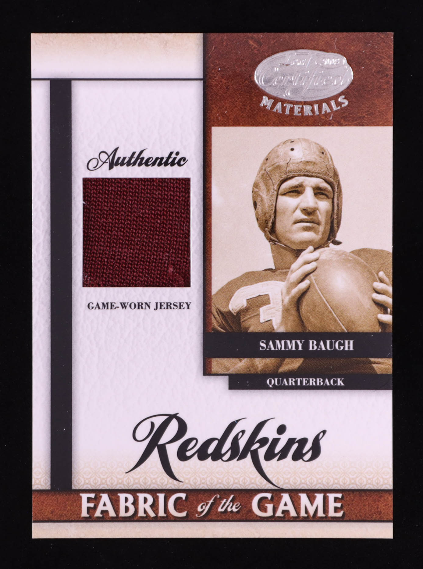 Sammy Baugh 2008 Leaf Certified Materials Fabric of the Game #63 #30/50 at PristineAuction.com Sammy Baugh 2008 Leaf Certified Materials Fabric of the Game #63 #30/50 at PristineAuction.com