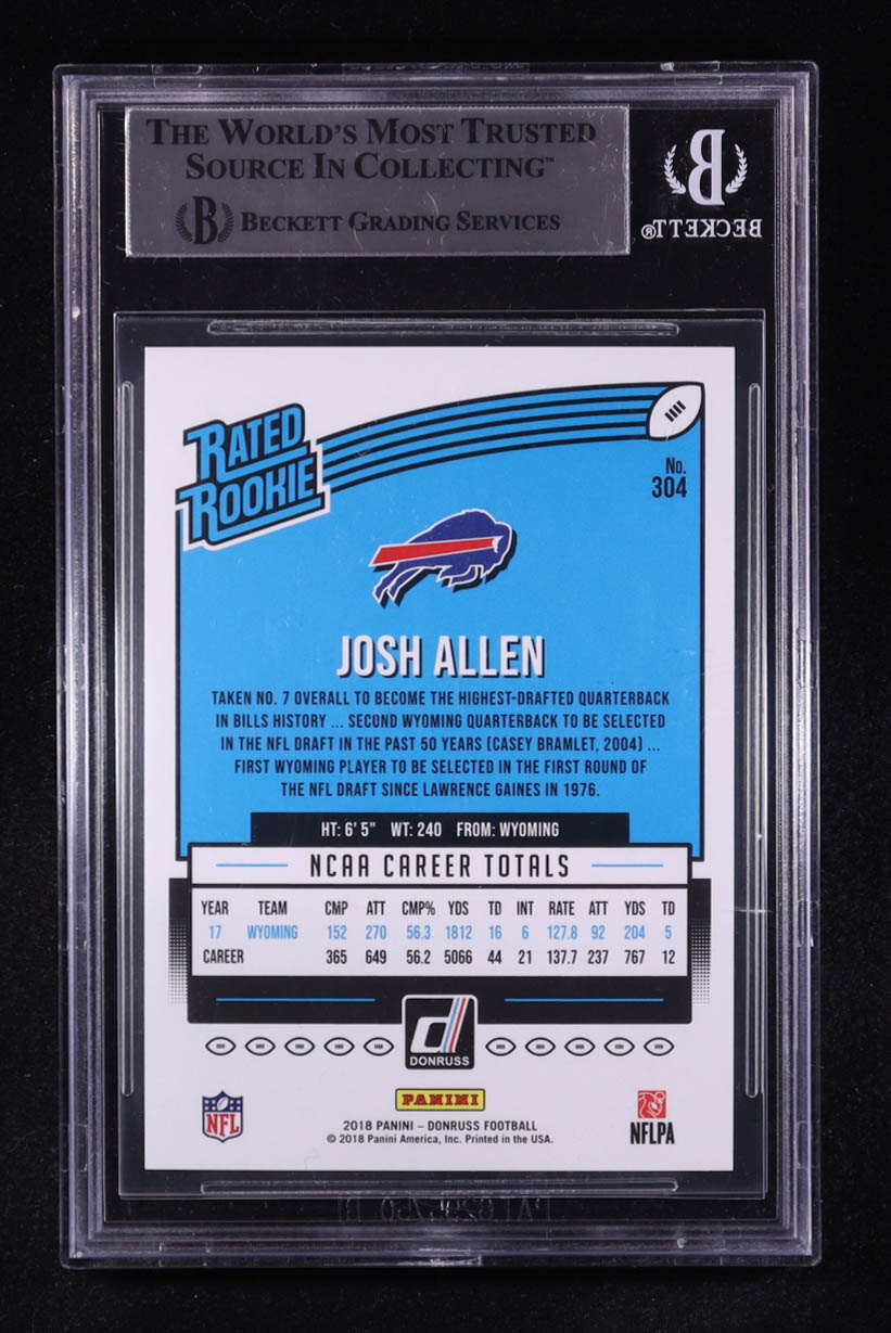 Josh Allen Signed 2018 Donruss #304 RR RC (BGS) at PristineAuction.com Josh Allen Signed 2018 Donruss #304 RR RC (BGS) at PristineAuction.com