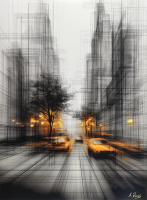 "City in Lines" 27x36 2025 Print by Elena Vaisman | Ele2Wais (Vaisman) at PristineAuction.com