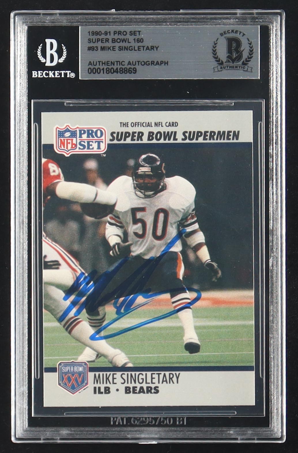 Mike Singletary Signed 1990-91 Pro Set Super Bowl 160 #93 (BGS) at PristineAuction.com Mike Singletary Signed 1990-91 Pro Set Super Bowl 160 #93 (BGS) at PristineAuction.com