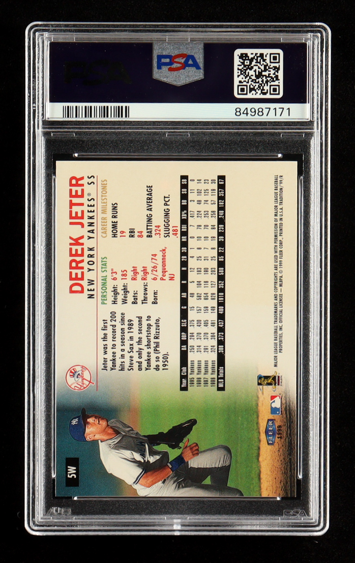 Derek Jeter 1999 Fleer Warning Track Collection #5W (PSA 9) at PristineAuction.com Derek Jeter 1999 Fleer Warning Track Collection #5W (PSA 9) at PristineAuction.com
