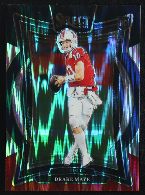 Drake Maye 2024 Panini Select Red & Blue Shock Prizm #27 RC at PristineAuction.com Drake Maye 2024 Panini Select Red & Blue Shock Prizm #27 RC at PristineAuction.com