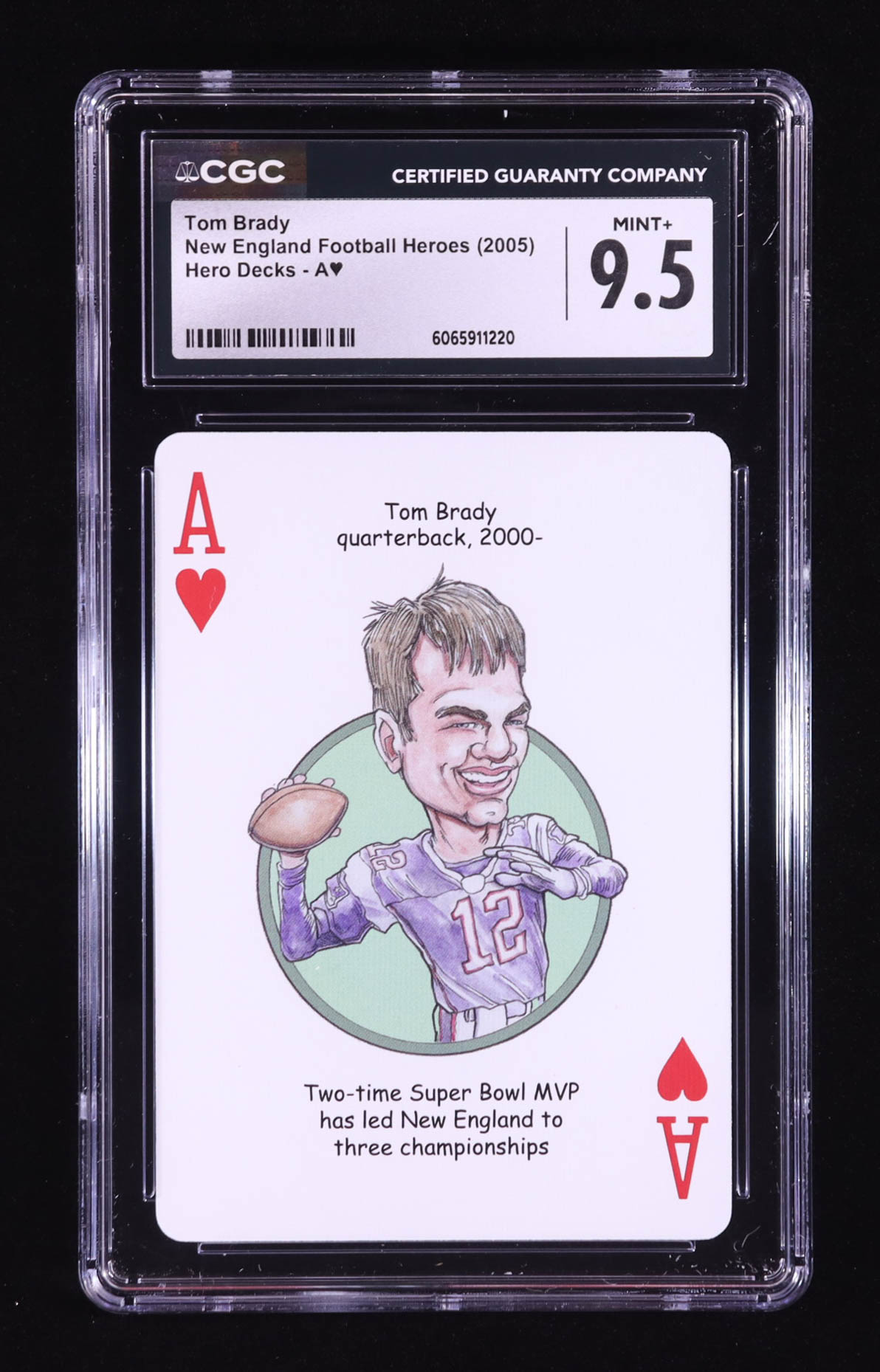 Tom Brady 2005 New England Football Heroes Ace of Hearts #NNO (CGC 9.5) at PristineAuction.com Tom Brady 2005 New England Football Heroes Ace of Hearts #NNO (CGC 9.5) at PristineAuction.com