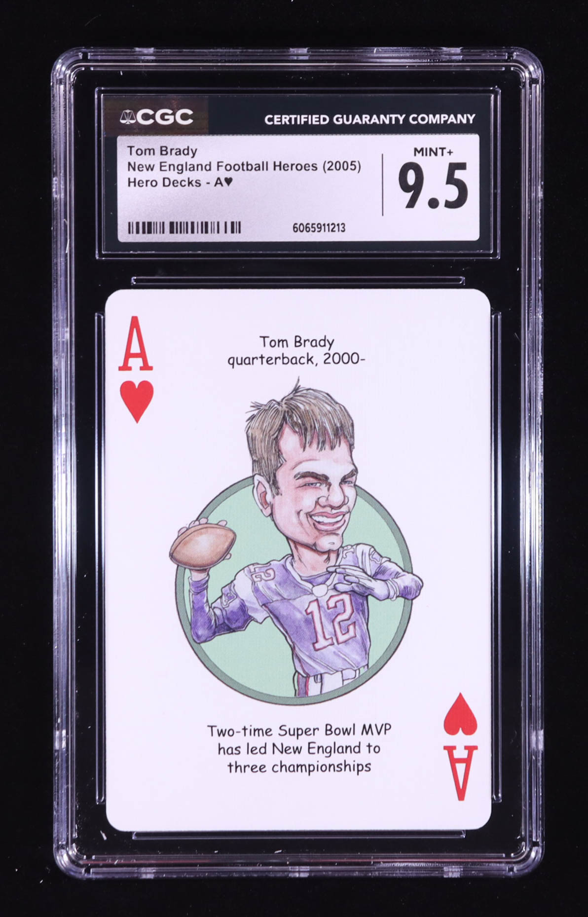 Tom Brady 2005 New England Football Heroes Ace of Hearts #NNO (CGC 9.5) at PristineAuction.com Tom Brady 2005 New England Football Heroes Ace of Hearts #NNO (CGC 9.5) at PristineAuction.com
