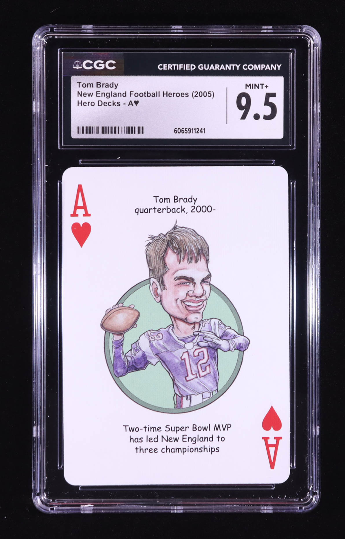 Tom Brady 2005 New England Football Heroes Ace of Hearts #NNO (CGC 9.5) at PristineAuction.com Tom Brady 2005 New England Football Heroes Ace of Hearts #NNO (CGC 9.5) at PristineAuction.com
