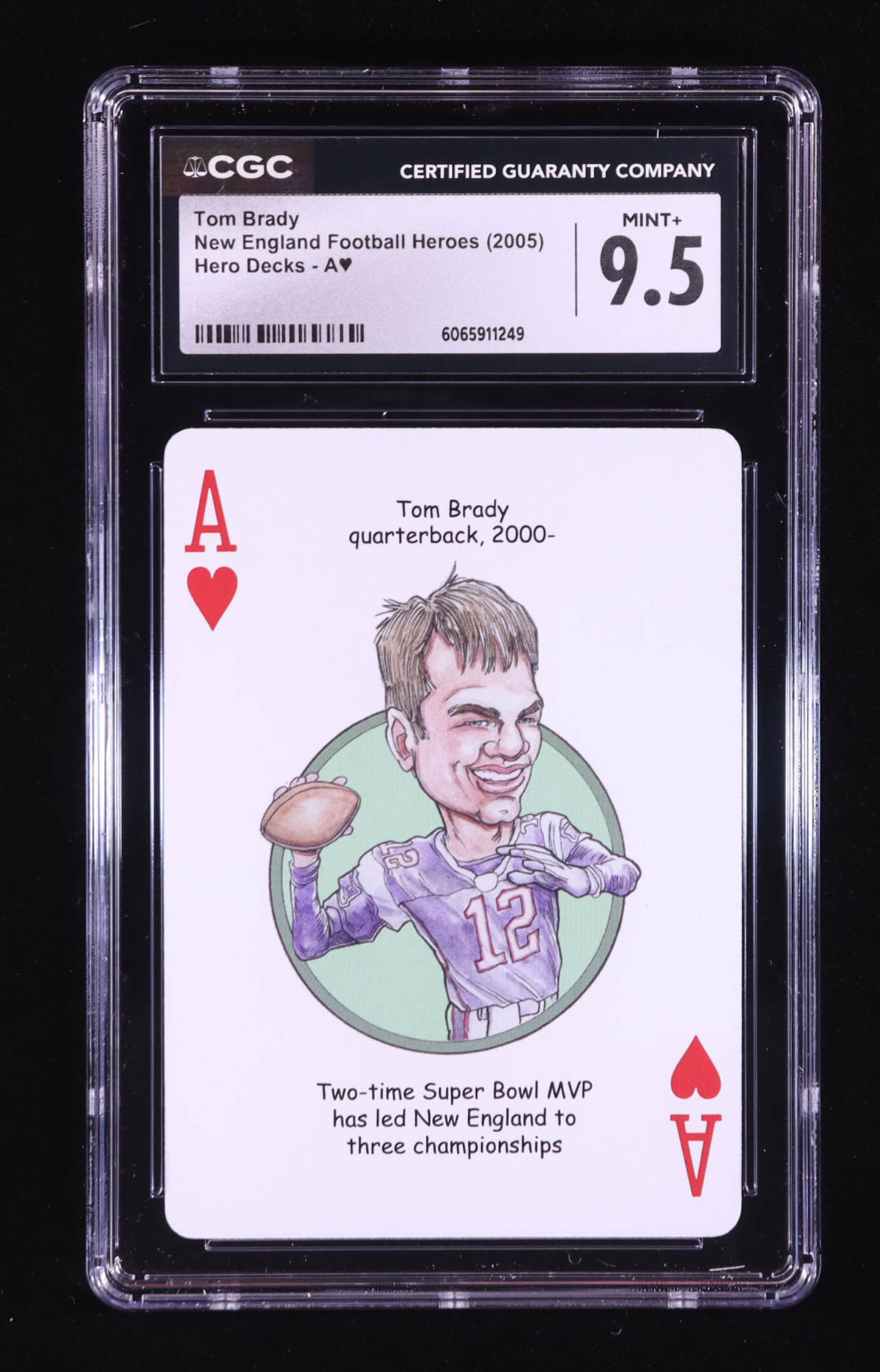 Tom Brady 2005 New England Football Heroes Ace of Hearts #NNO (CGC 9.5) at PristineAuction.com Tom Brady 2005 New England Football Heroes Ace of Hearts #NNO (CGC 9.5) at PristineAuction.com