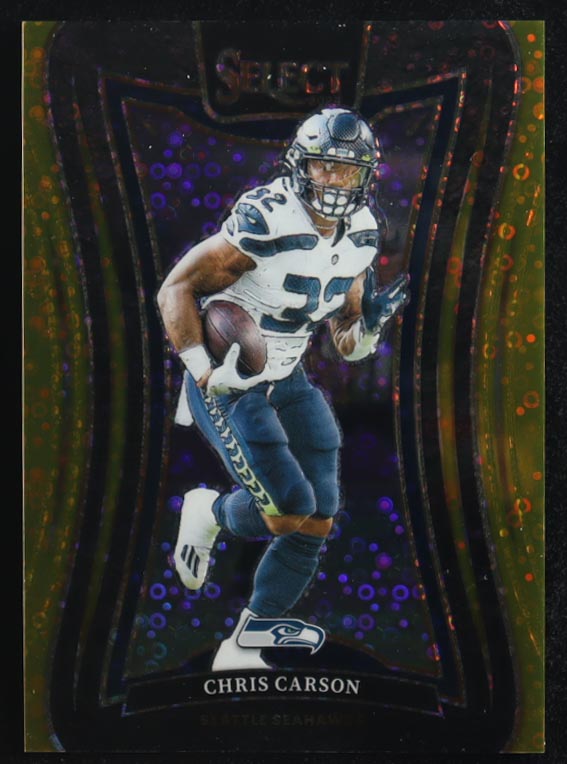 Chris Carson 2024 Panini Select Suite Level Gold Disco Prizm #318 #03 /10 at PristineAuction.com Chris Carson 2024 Panini Select Suite Level Gold Disco Prizm #318 #03 /10 at PristineAuction.com