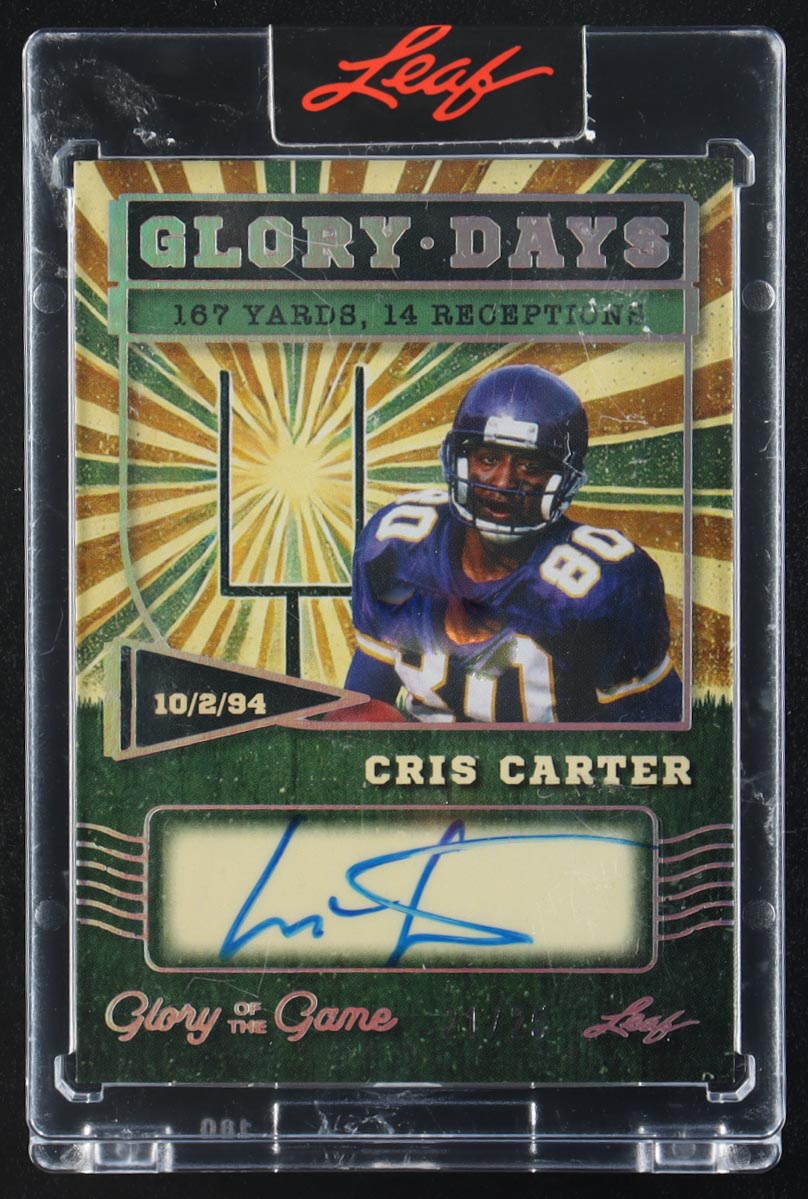Cris Carter 2025 Leaf Glory of the Game Glory Days Autographs #GDCC1 #21/25 at PristineAuction.com Cris Carter 2025 Leaf Glory of the Game Glory Days Autographs #GDCC1 #21/25 at PristineAuction.com