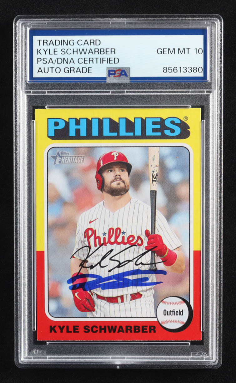 Kyle Schwarber Signed 2024 Topps Heritage #161 (PSA | Auto 10) at PristineAuction.com Kyle Schwarber Signed 2024 Topps Heritage #161 (PSA | Auto 10) at PristineAuction.com