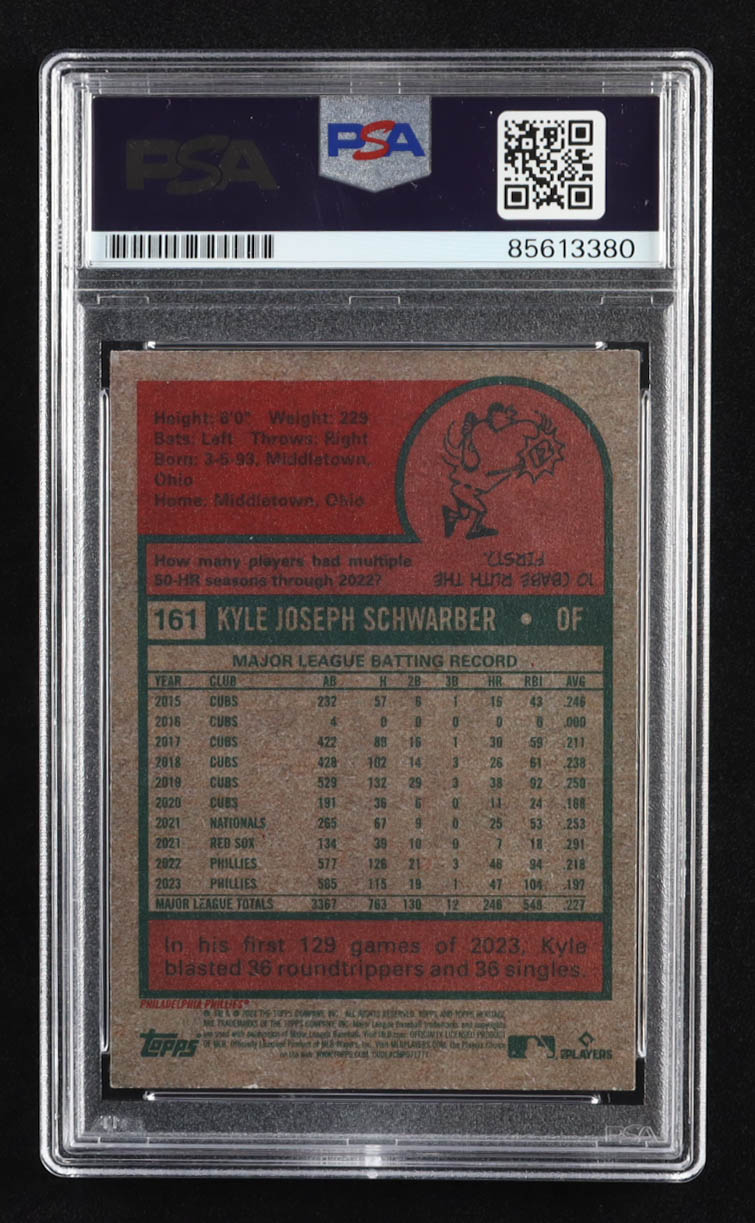 Kyle Schwarber Signed 2024 Topps Heritage #161 (PSA | Auto 10) at PristineAuction.com Kyle Schwarber Signed 2024 Topps Heritage #161 (PSA | Auto 10) at PristineAuction.com