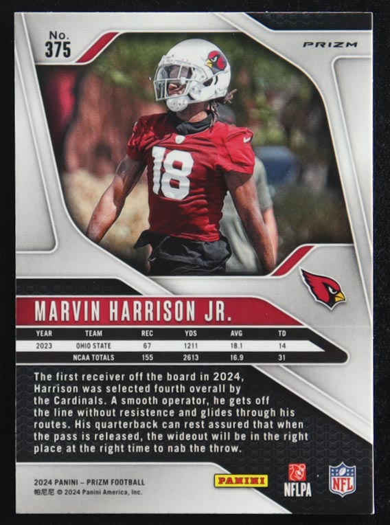 Marvin Harrison Jr. 2024 Panini Green Wave Prizm #375 RC at PristineAuction.com Marvin Harrison Jr. 2024 Panini Green Wave Prizm #375 RC at PristineAuction.com