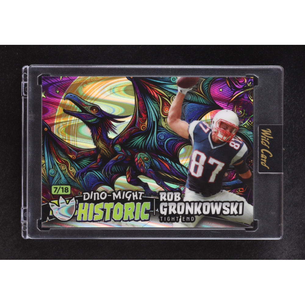 Rob Gronkowski 2024 Wild Card Dino-Might Historic Pterodactyl Blue Ray Wave #PHPTE1-RG #07/18 at PristineAuction.com