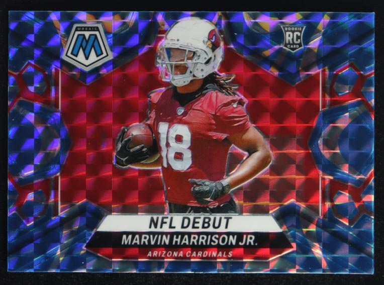 Marvin Harrison Jr. 2024 Panini Mosaic Blue Reactive NFL Debut #283 RC at PristineAuction.com Marvin Harrison Jr. 2024 Panini Mosaic Blue Reactive NFL Debut #283 RC at PristineAuction.com