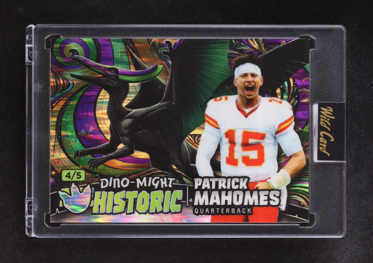 Patrick Mahomes 2024 Wild Card Alumination Dino-Might Pre-Historic Pterodactyl Green Stealth #PHPTE3-PM #4/5 at PristineAuction.com Patrick Mahomes 2024 Wild Card Alumination Dino-Might Pre-Historic Pterodactyl Green Stealth #PHPTE3-PM #4/5 at PristineAuction.com