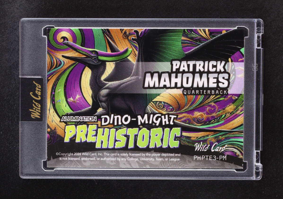 Patrick Mahomes 2024 Wild Card Alumination Dino-Might Pre-Historic Pterodactyl Green Stealth #PHPTE3-PM #4/5 at PristineAuction.com Patrick Mahomes 2024 Wild Card Alumination Dino-Might Pre-Historic Pterodactyl Green Stealth #PHPTE3-PM #4/5 at PristineAuction.com