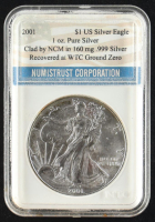 2001 Silver Eagle 1oz. Pure Silver $1 Dollar Coin / Recovered at WTC Ground Zero (NTC) at PristineAuction.com