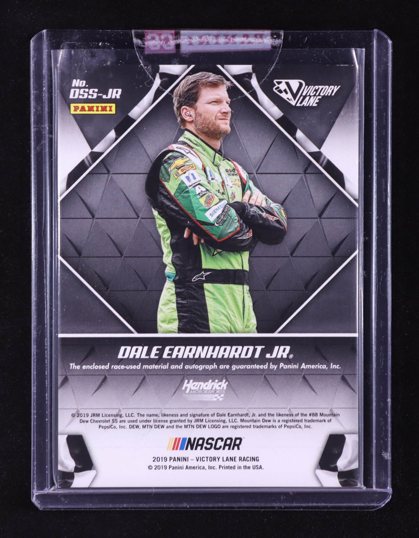 Dale Earnhardt Jr. 2019 Panini Victory Lane Dual Swatch Signatures #5 EXCH at PristineAuction.com Dale Earnhardt Jr. 2019 Panini Victory Lane Dual Swatch Signatures #5 EXCH at PristineAuction.com