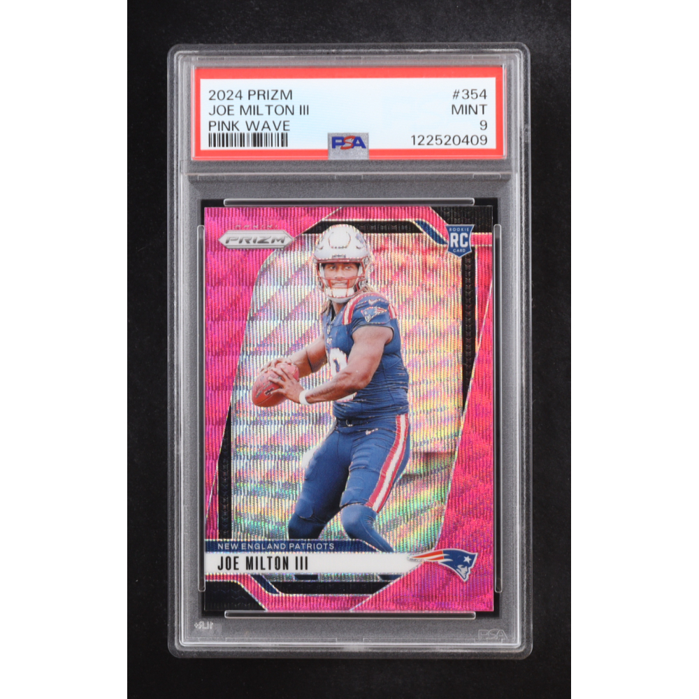 Joe Milton 2024 Panini Prizm Prizms Pink Wave #354 RC (PSA 9) at PristineAuction.com