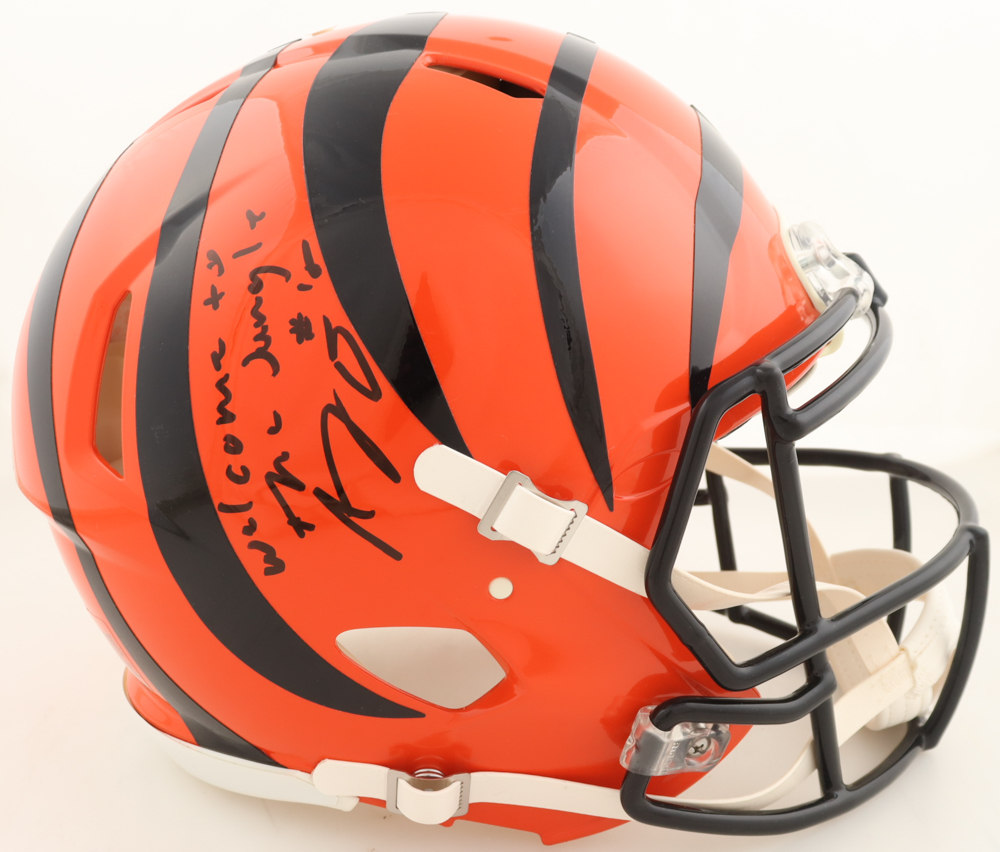 A.J. Green Signed Bengals Full-Size Authentic On-Field Speed Helmet Inscribed "Welcome to the Jungle" (Beckett) at PristineAuction.com A.J. Green Signed Bengals Full-Size Authentic On-Field Speed Helmet Inscribed "Welcome to the Jungle" (Beckett) at PristineAuction.com