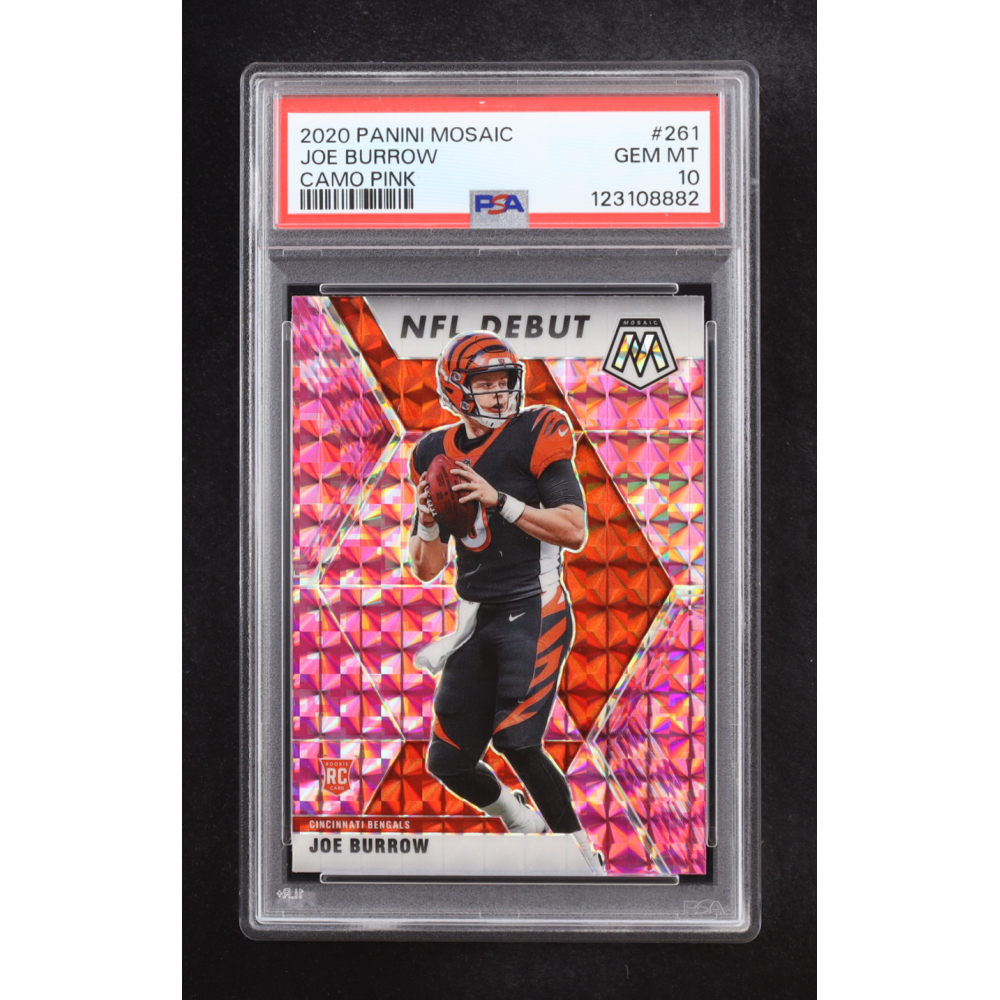 Joe Burrow 2020 Panini Mosaic Mosaic Camo Pink #261 RC (PSA 10) at PristineAuction.com